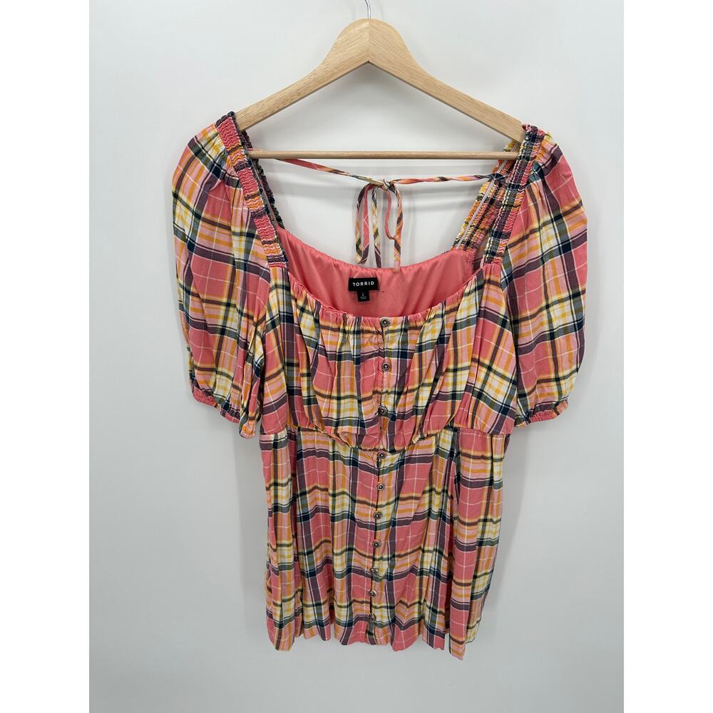 Torrid Babydoll Rayon Slub‎ Puff Sleeve Top Women 2X Cottagecore Milkmaid